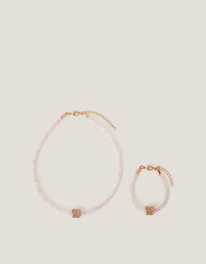 Butterfly Tube Necklace and Bracelet Set, , large