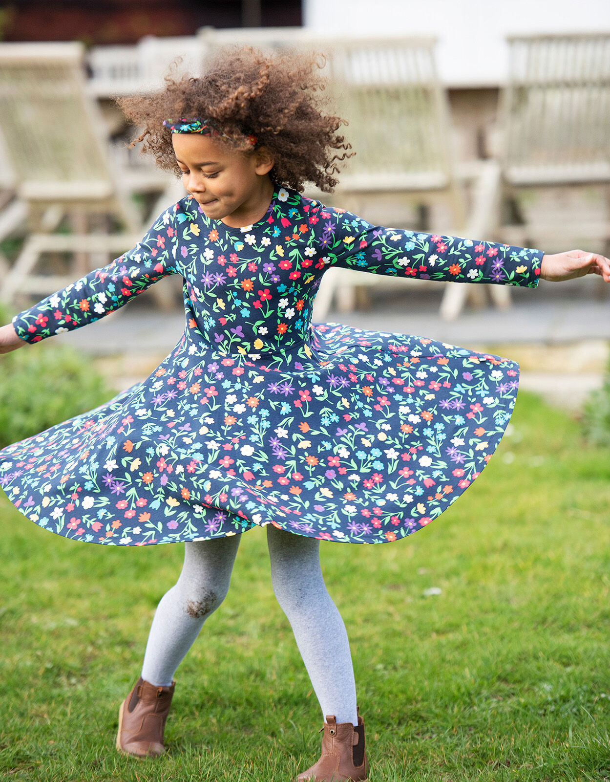 Frugi Sofia Skater Dress Blue