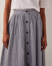 Bea Gingham Button Midi Skirt, Blue (NAVY), large
