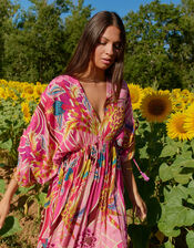 Piti Cuiti Floral Print Maxi Kaftan Dress, Pink (PINK), large