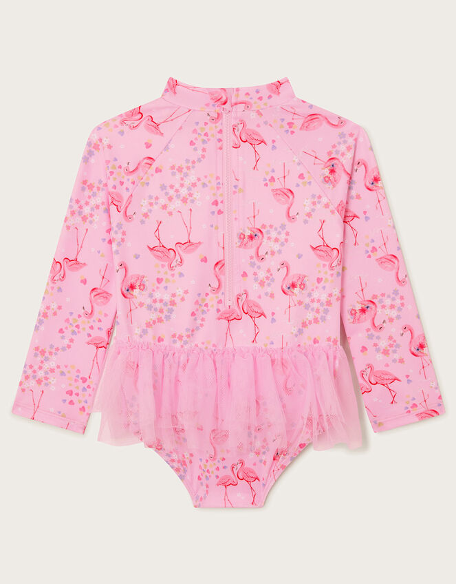 Baby Long Sleeve Flamingo UPF50 Swimsuit, Pink (PINK), large
