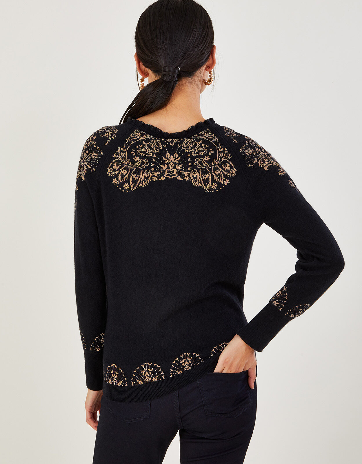 Black frill neck jumper deals