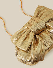 Oversized Bow Metallic Bag, , large