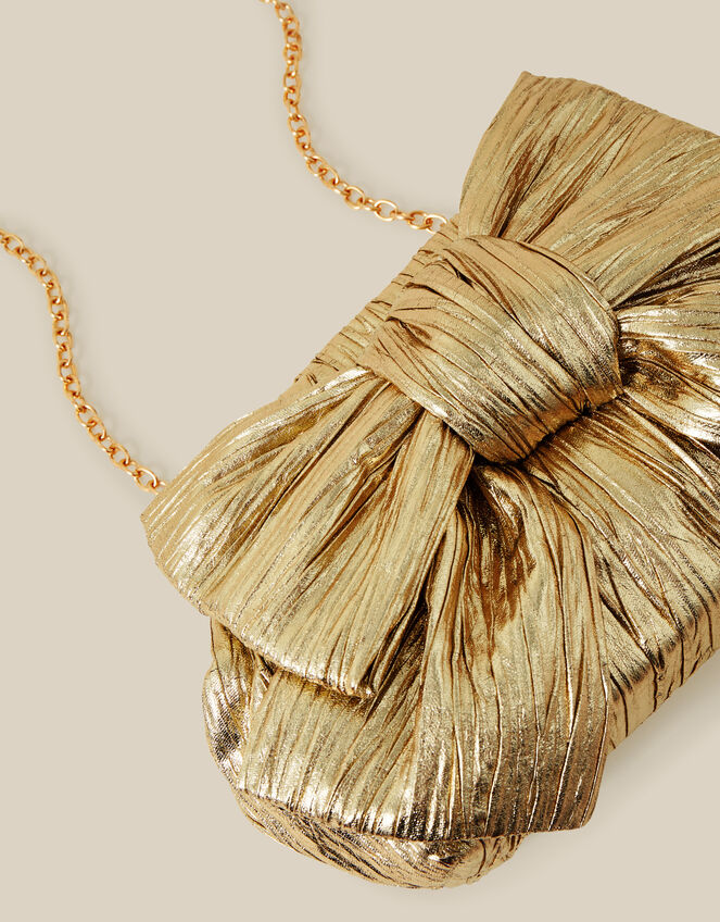 Oversized Bow Metallic Bag, , large