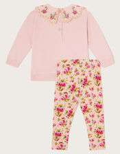 Baby Rosanna Floral Collar Sweatshirt and Leggings Set, Ivory (IVORY), large