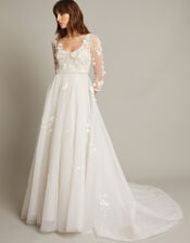 Lucy Embroidered Floral Maxi Wedding Dress, Ivory (IVORY), large