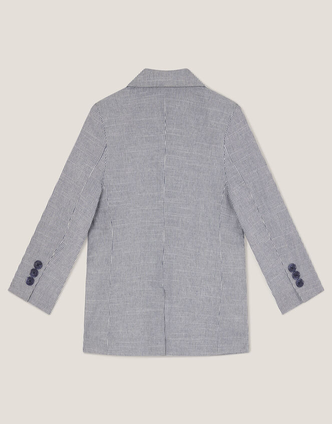 Pinstripe Cotton Blazer, Blue (BLUE), large
