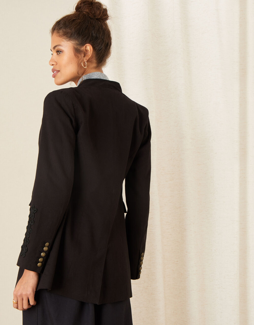 Maura Military Blazer Black Women's Jackets Monsoon UK.