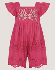 Baby Butterfly Broderie Romper, Pink (PINK), large
