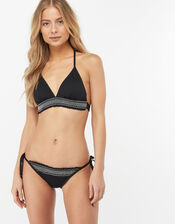 Sarina Shirred Triangle Bikini Top, Black (BLACK), large