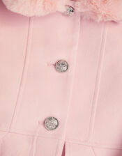 Asher Faux Fur Collar Skirt Coat, Pink (PINK), large