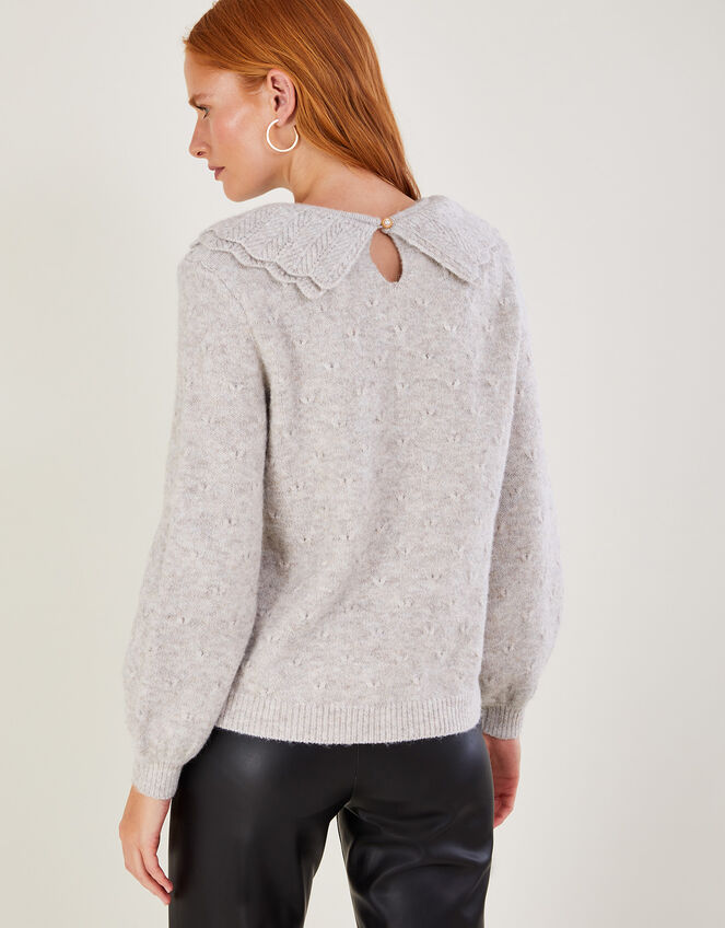 Double Collar Velvet Bow Jumper , Camel (OATMEAL), large