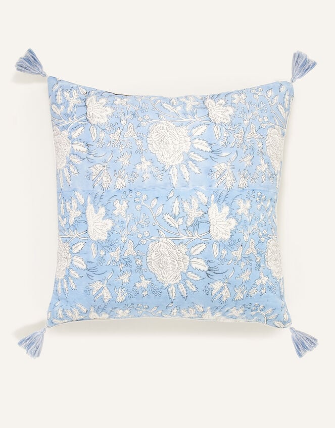 ARTISAN STUDIO Woodblock Floral Cushion, , large