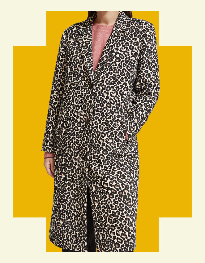 Scotch and Soda Leopard Print Coat, Multi (MULTI), large