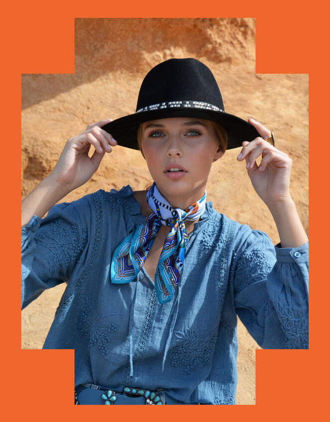 Wild Teresa Embroidered Blouse, Blue (BLUE), large