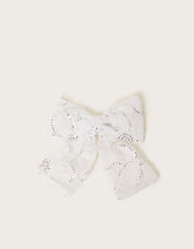 Sequin Ruffle Bow Hair Clip, , large
