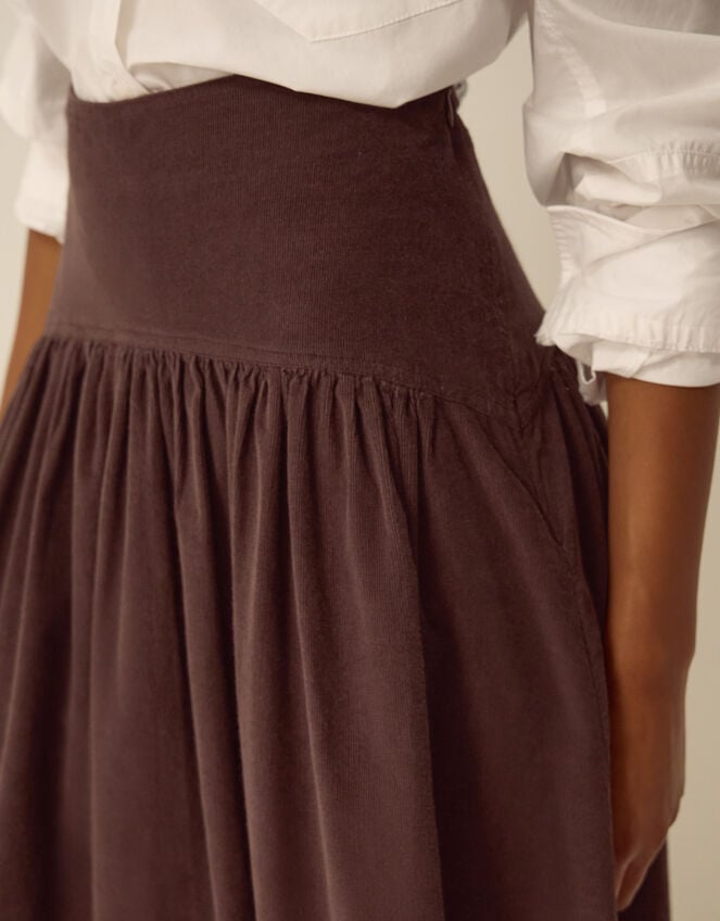 Jenny Drop Waist Corduroy Midi Skirt, Brown (CHOCOLATE), large