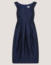Juliana Floral Jacquard Midi Dress, Blue (NAVY), large