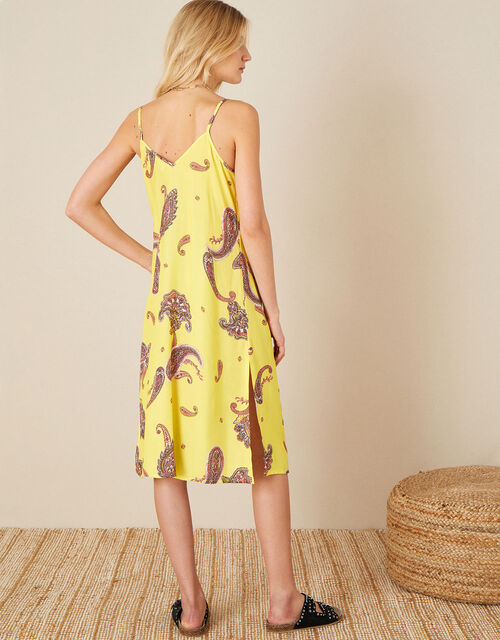 Ashley Paisley Print Dress, Yellow (YELLOW), large