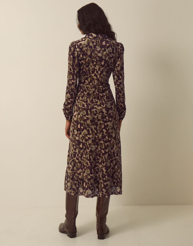 Miranda Abstract Print Mesh Jersey Midi Dress, Green (KHAKI), large