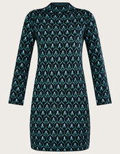 Geometric Print Short Tunic Dress with Recycled Polyester, Multi (MULTI), large