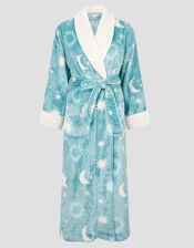Birdie Star Print Dressing Gown, Teal (TEAL), large