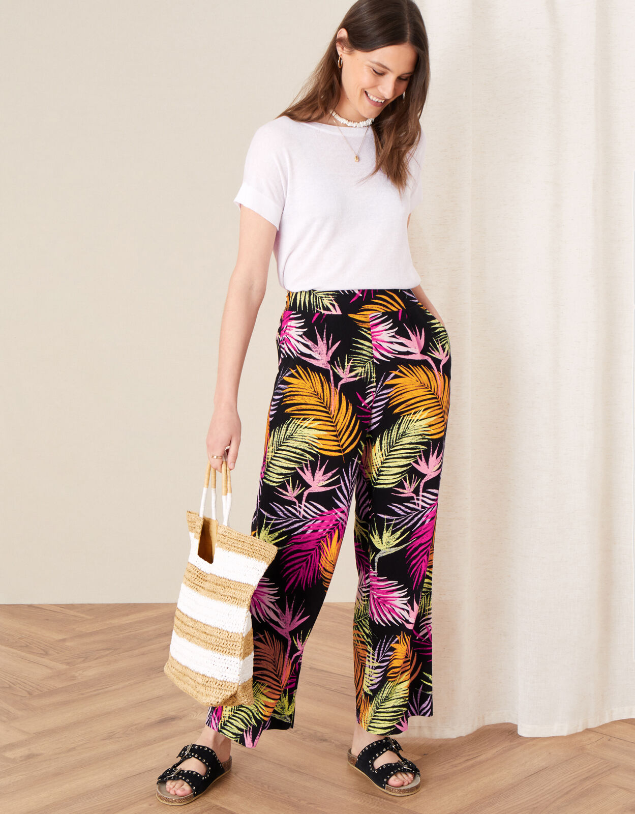 Palm print wide leg trousers Outlet