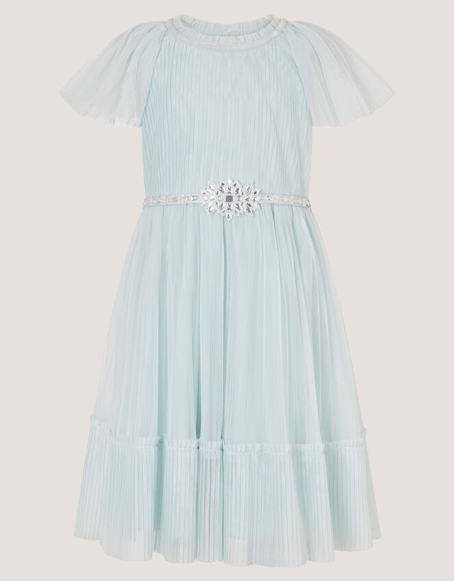 Sky Embellished Pleated Party Dress, Green (SAGE), large