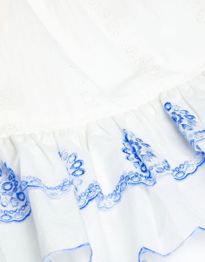 Embroidered Bardot Summer Dress, White (WHITE), large