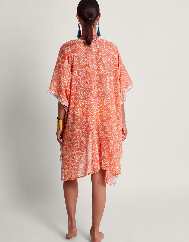 Embellished Bandhani Cover-Up, Orange (CORAL), large