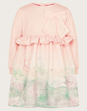Baby Swan Scene Sweatshirt Dress, Pink (PINK), large