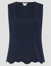 Cara Cutwork Cami Top, Blue (NAVY), large