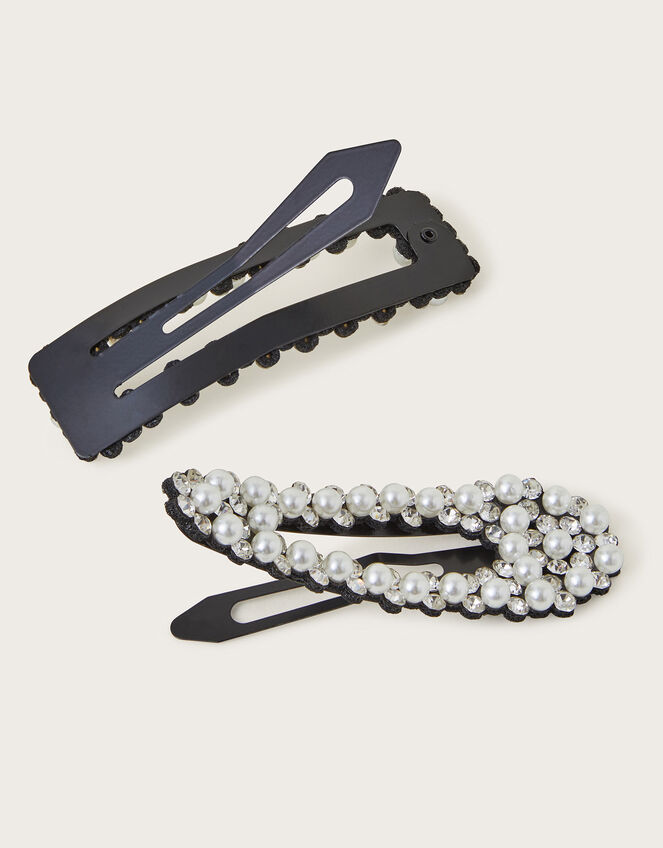 2-Pack Pearl and Diamante Hair Clips, , large