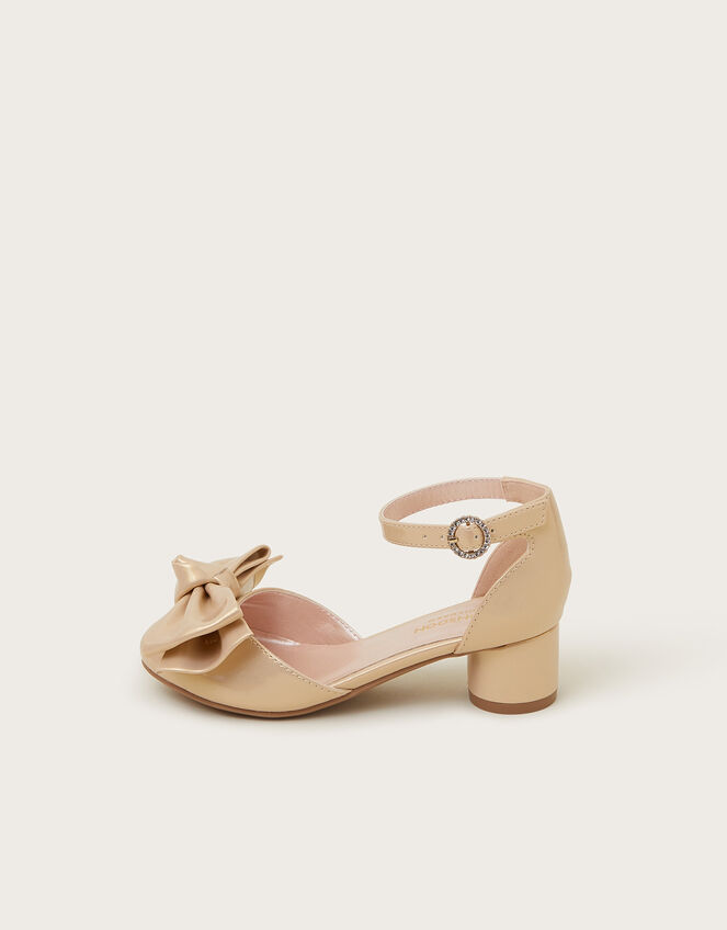 Patent Bow Two-Part Heels, Gold (GOLD), large