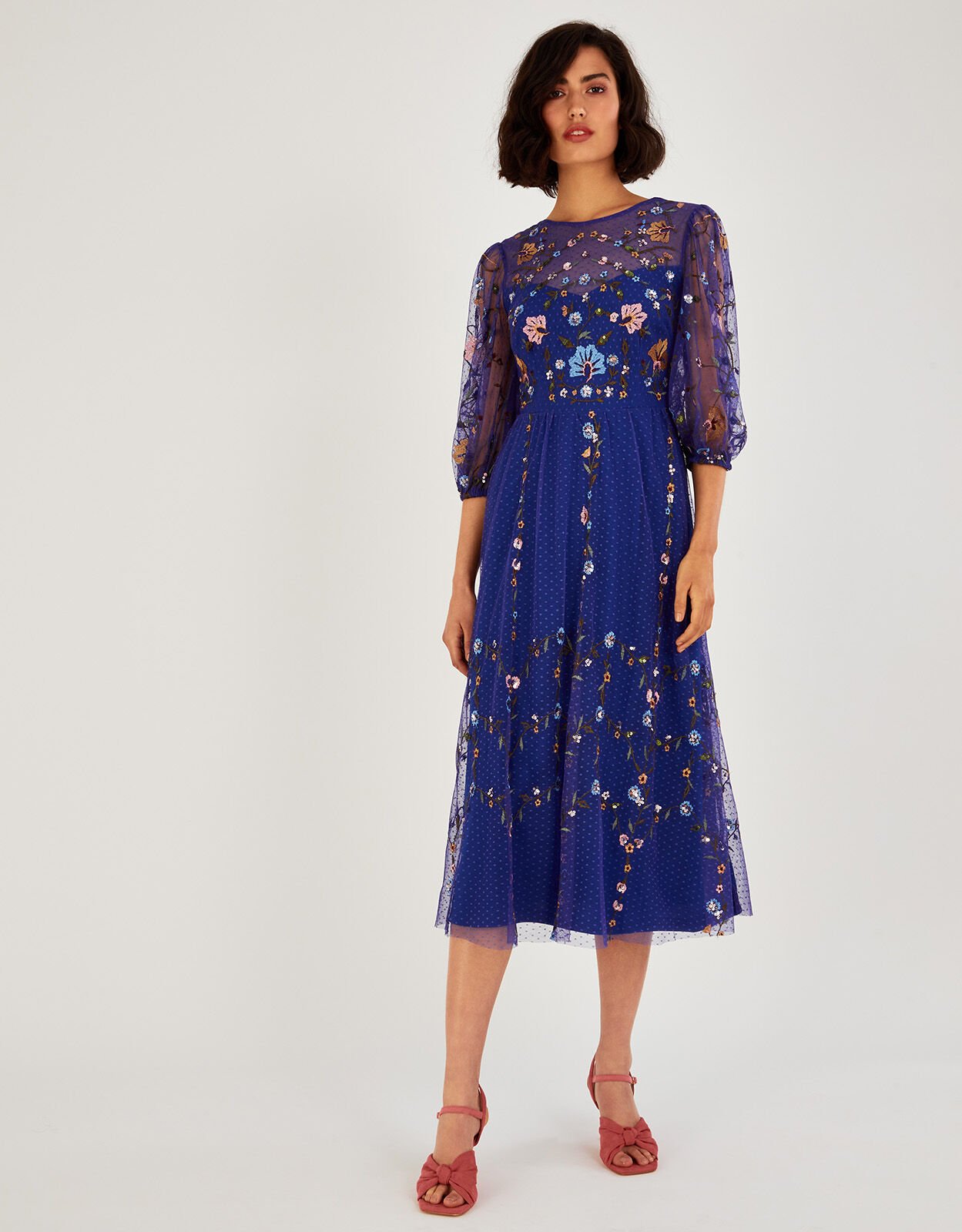 Embroidered midi dress uk hotsell