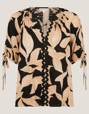 Annie Print Short Sleeve Top, Black (BLACK), large