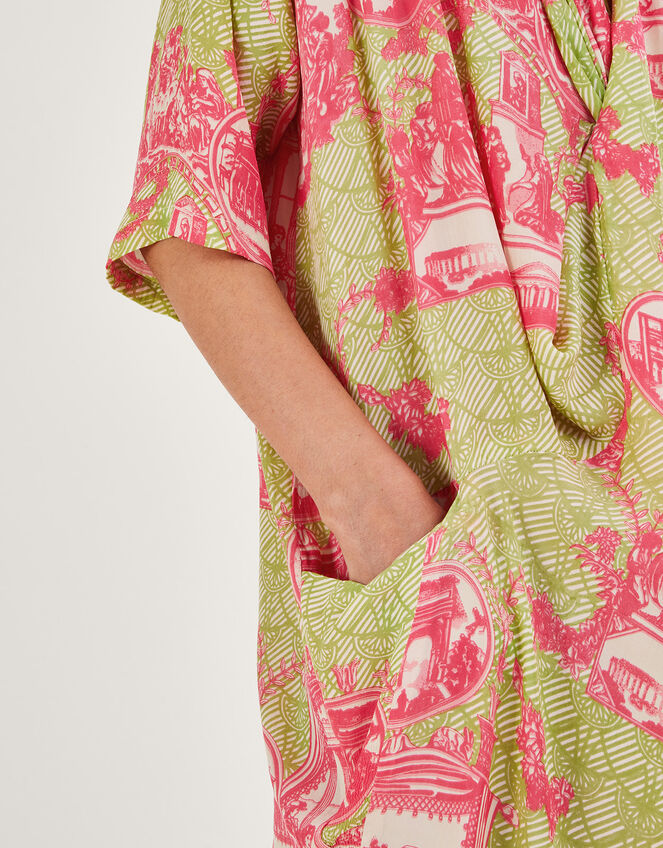 One Hundred Stars Ancient Columns Print Dress, Pink (PINK), large