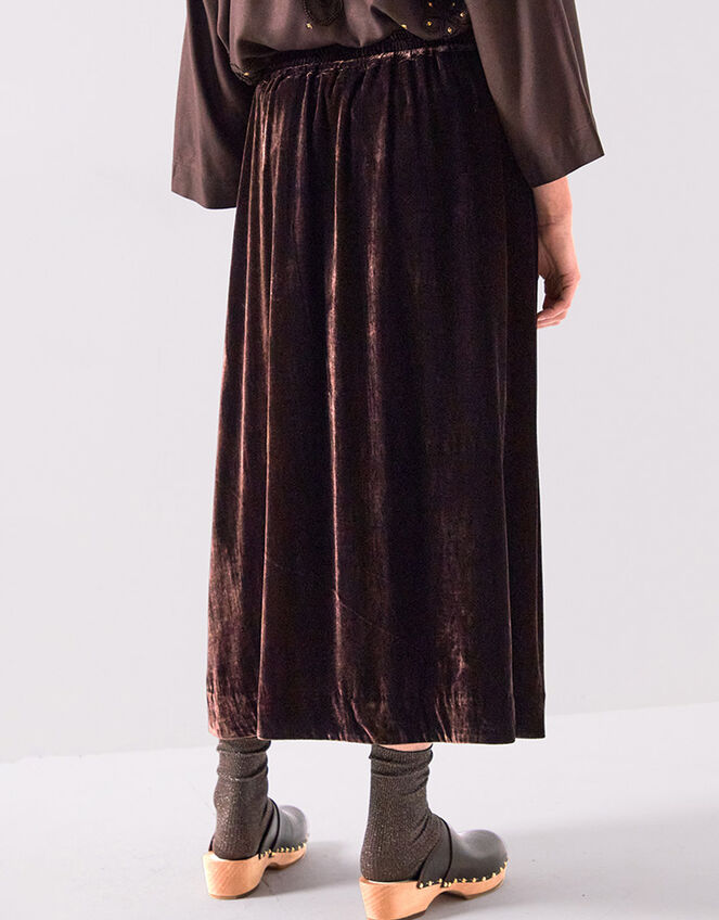 East Laurie Velvet Midi Skirt, Brown (DARK BROWN), large