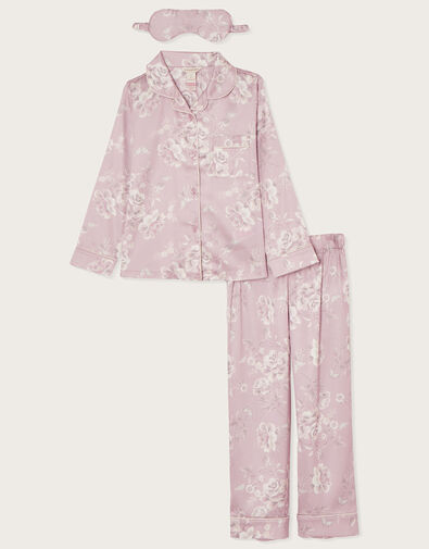 Satin Roses Pjs and Mask Set, Pink (PINK), large