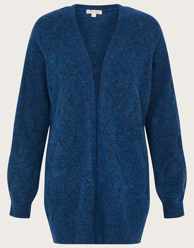 Diamond Pattern Midi Cardigan, Blue (PETROL), large