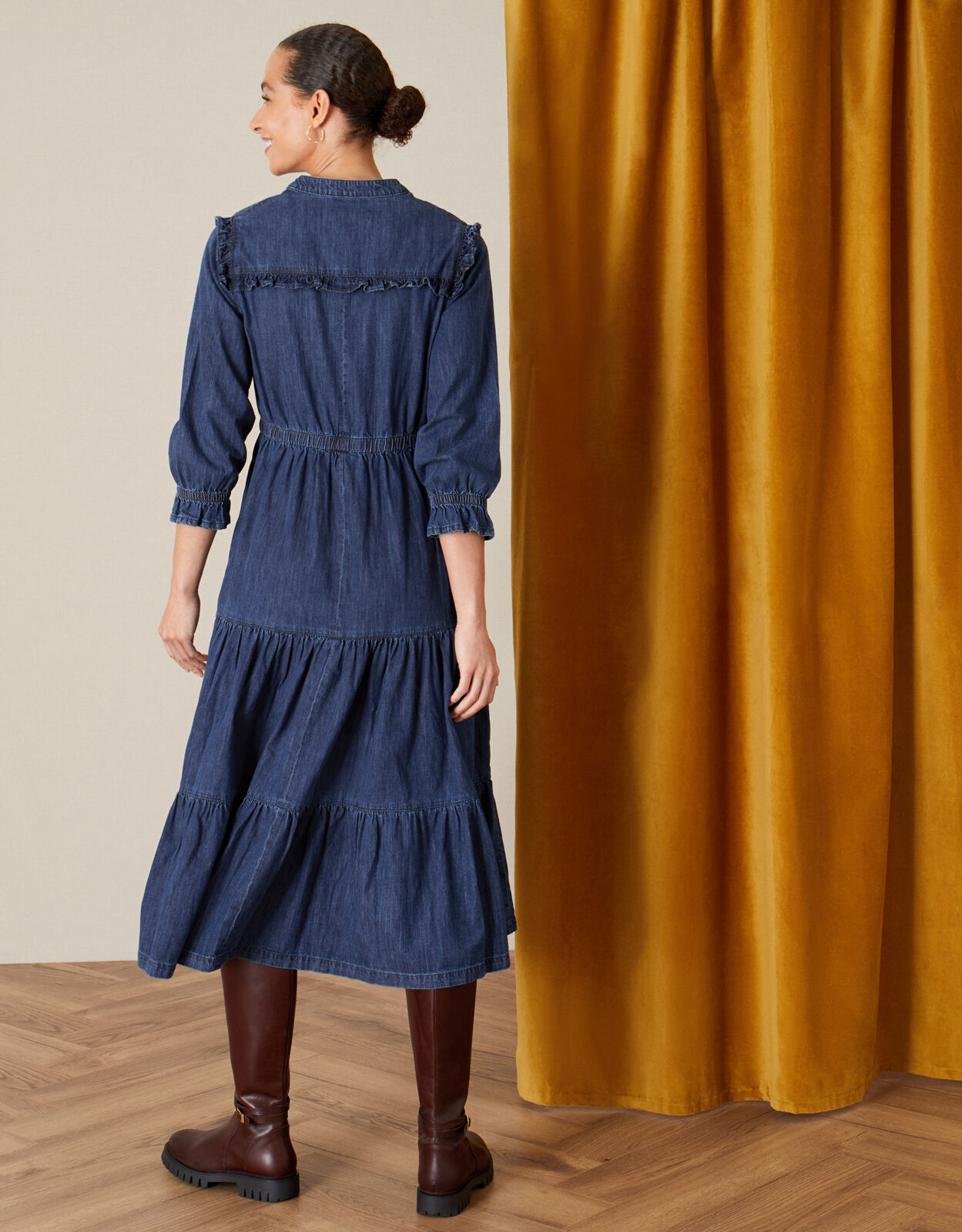Tiered denim dress uk Outlet
