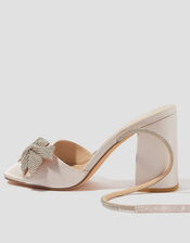 Dani Diamante Bow Heeled Sandals, Nude (NUDE), large