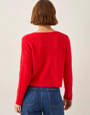 Tina Tie Front Cardigan, Red (RED), large
