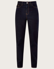 High Rise Straight Denim Jeans with Sustainable Cotton, Blue (INDIGO), large