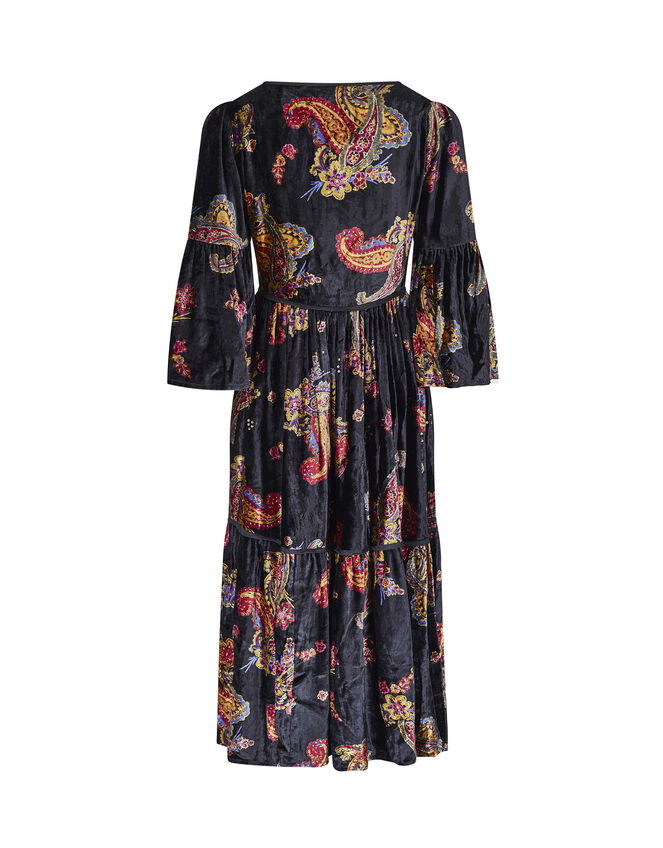 East Lucille Velvet Midi Dress, Black (BLACK), large