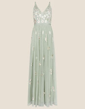 Ashley Embellished Dress in Recycled Polyester, Green (GREEN), large