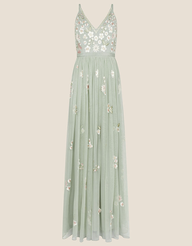 Ashley Embellished Dress in Recycled Polyester, Green (GREEN), large