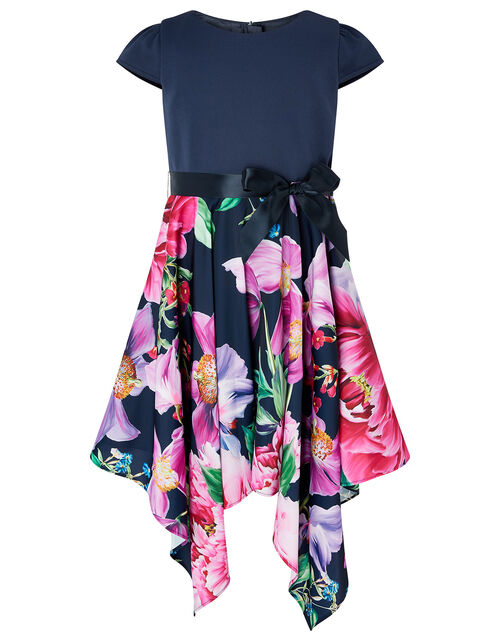 Floral Hanky Hem Dress Blue Girls' Dresses Monsoon UK.