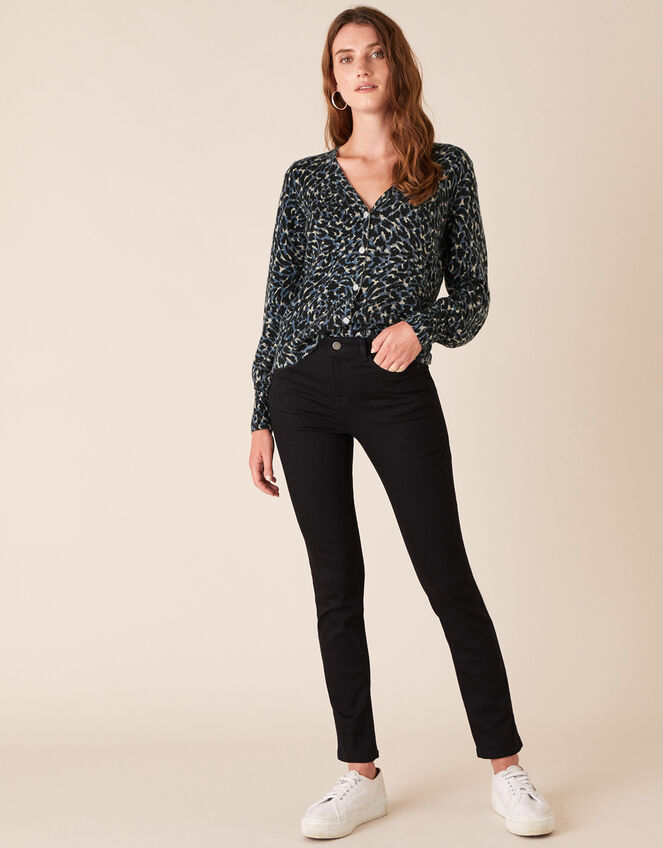 Leopard Sparkle Button Knit Cardigan, Multi (MULTI), large