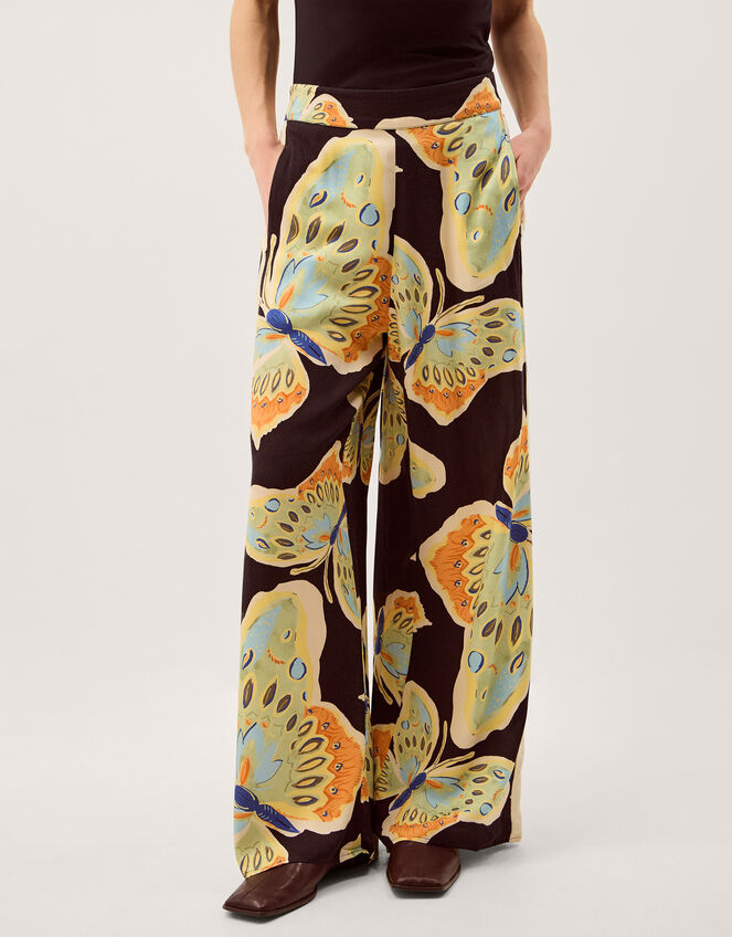 Clemence Aurelie Butterfly Palazzo Trousers Black